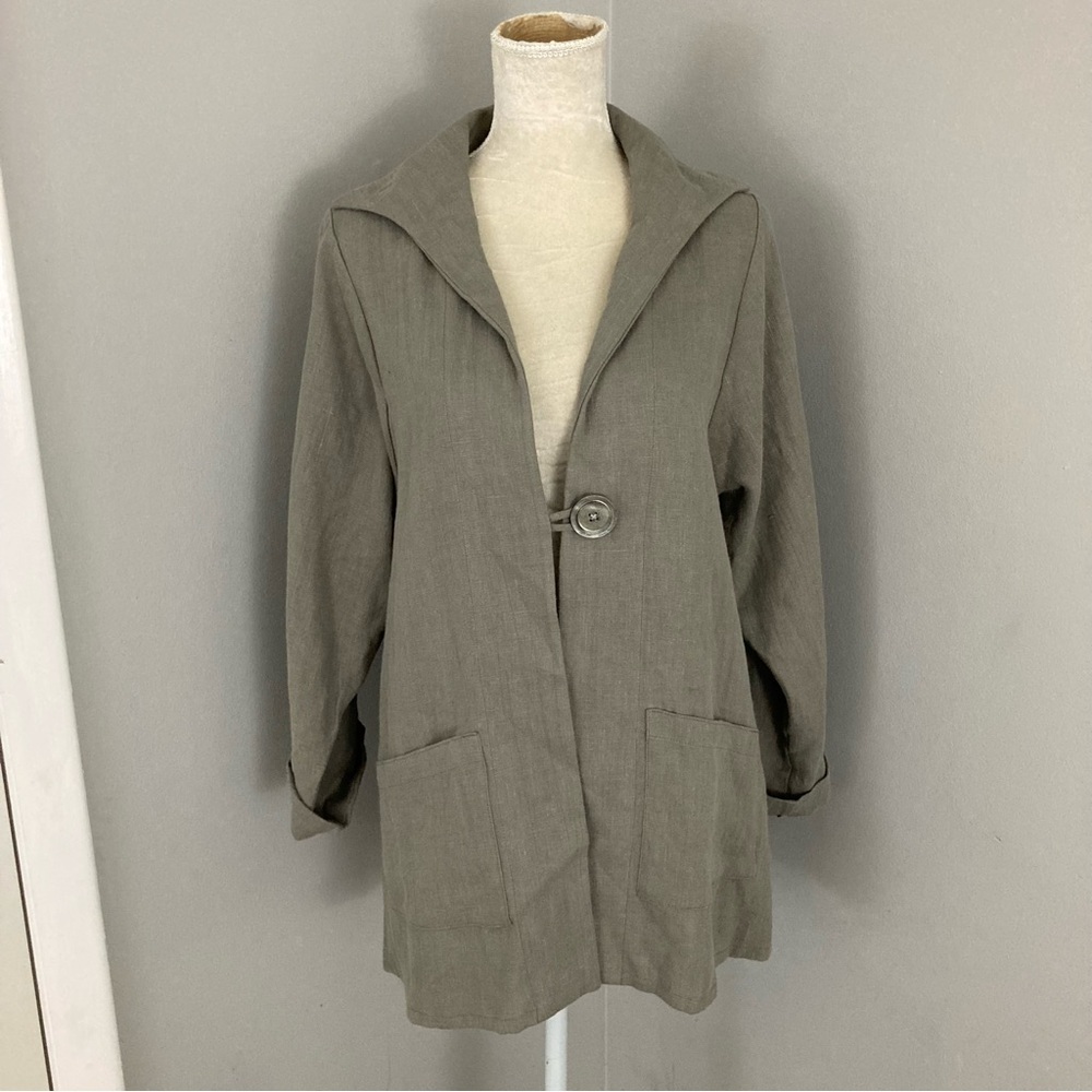 Regalia Nirvana Jacket handmade Lagenlook cotton gray artsy pockets oversized M
